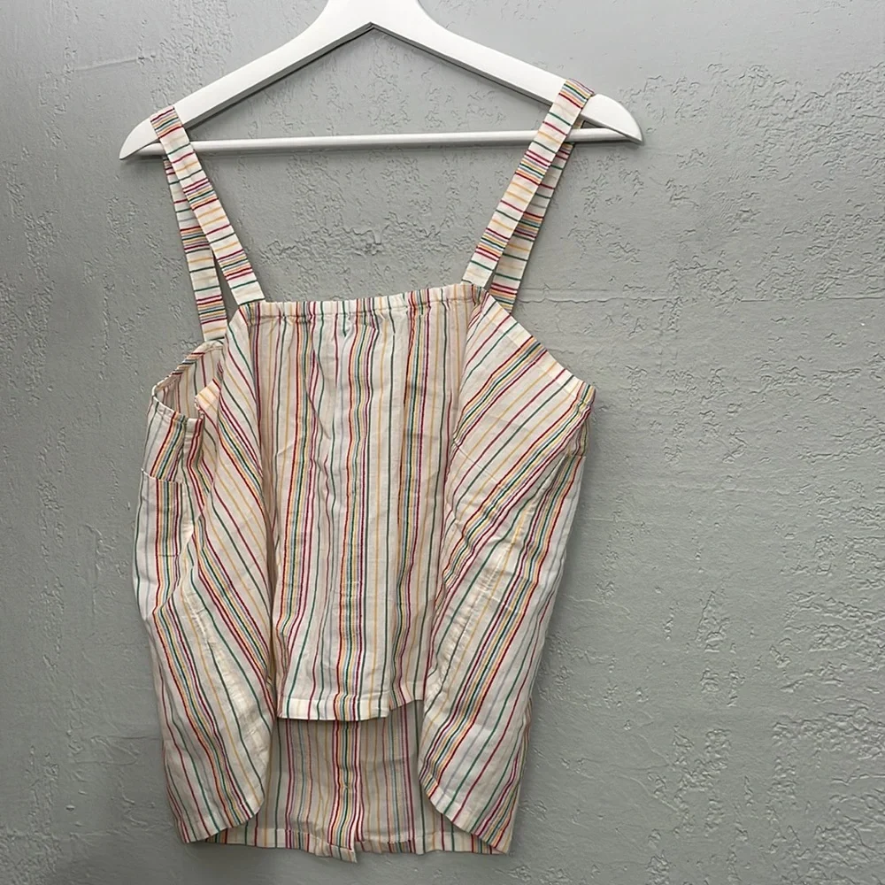 NWT MADEWELL Rainbow Stripes Cami Top Tank Button Front L8458_8